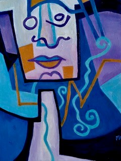 Facial Recognition, an oil abstract painting by Cathy Fiorelli